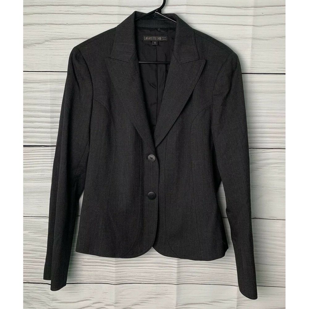 Lafayette 148 Blazer Jacket Gray Lined Wool 10